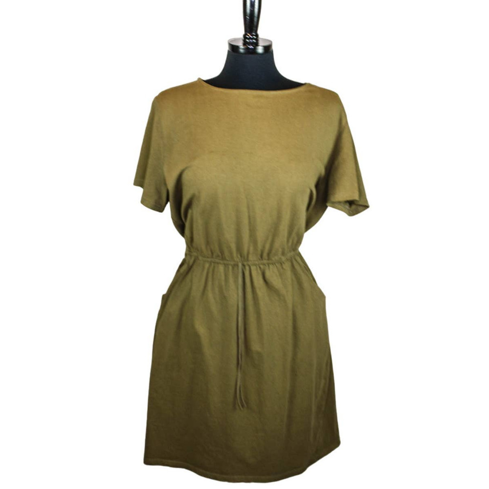 Pursuing Perfection Dress Short Sleeve Elastic Waist Green